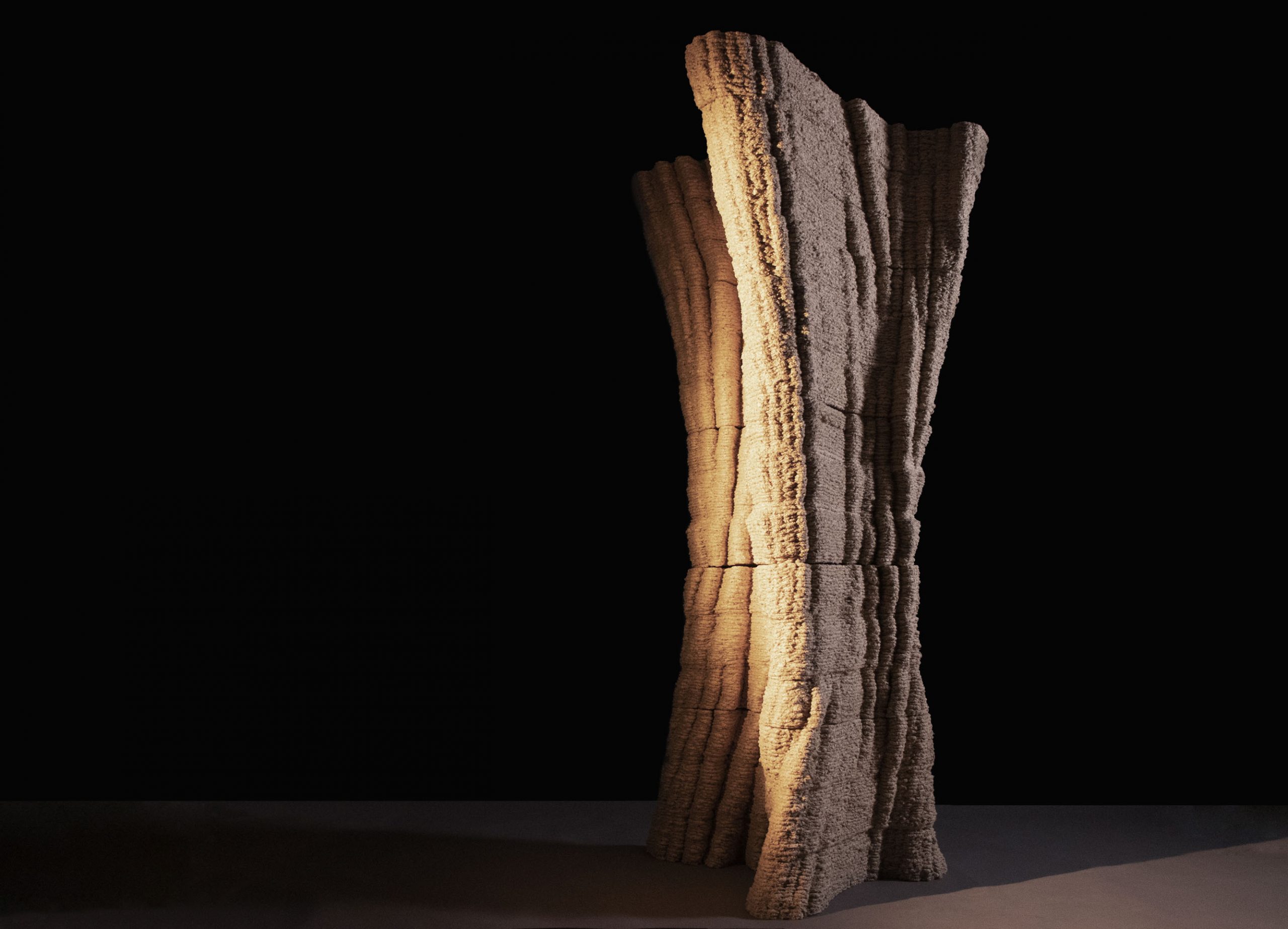 Project Stamm, a column 3D-printed from wood.
